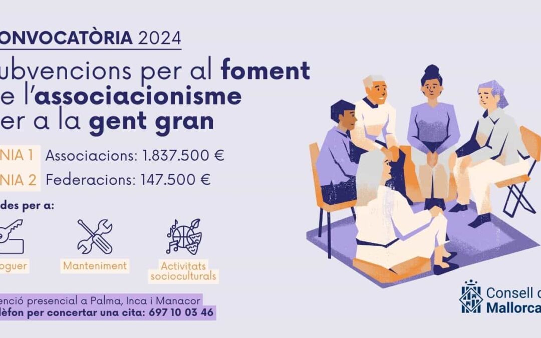 El Consell de Mallorca abre el plazo para la inscripción de subvenciones dirigidas a colectivos de personas mayores